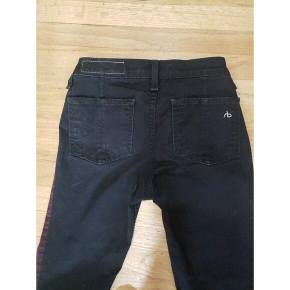 Rag & Bone Skinny Jeans Womens 26  Black Wine Striped Tuxedo Stretch 29 Inseam - Picture 6 of 8